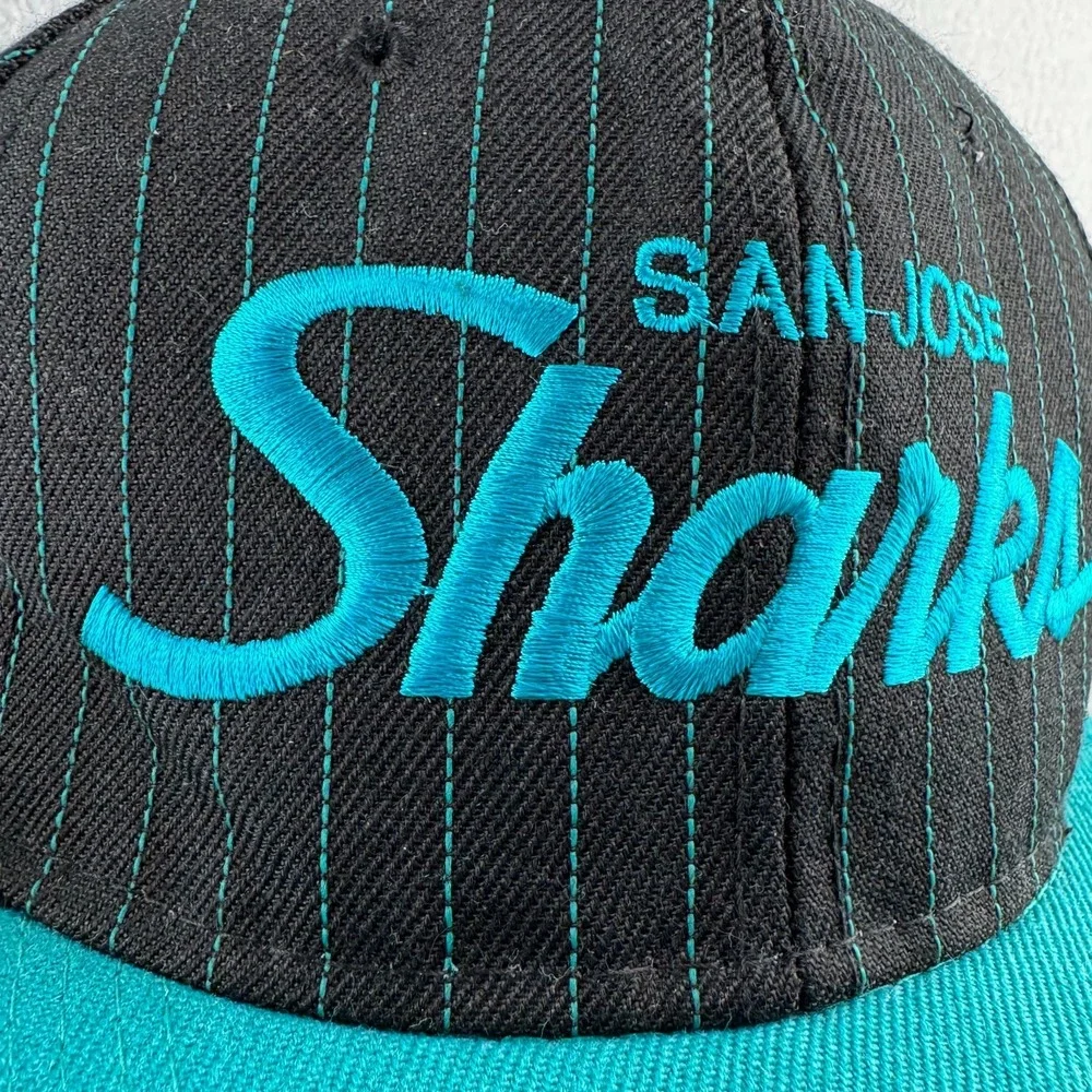 Vintage San Jose Sharks Hat Snap Back 90s Sports Specialties NHL Hockey